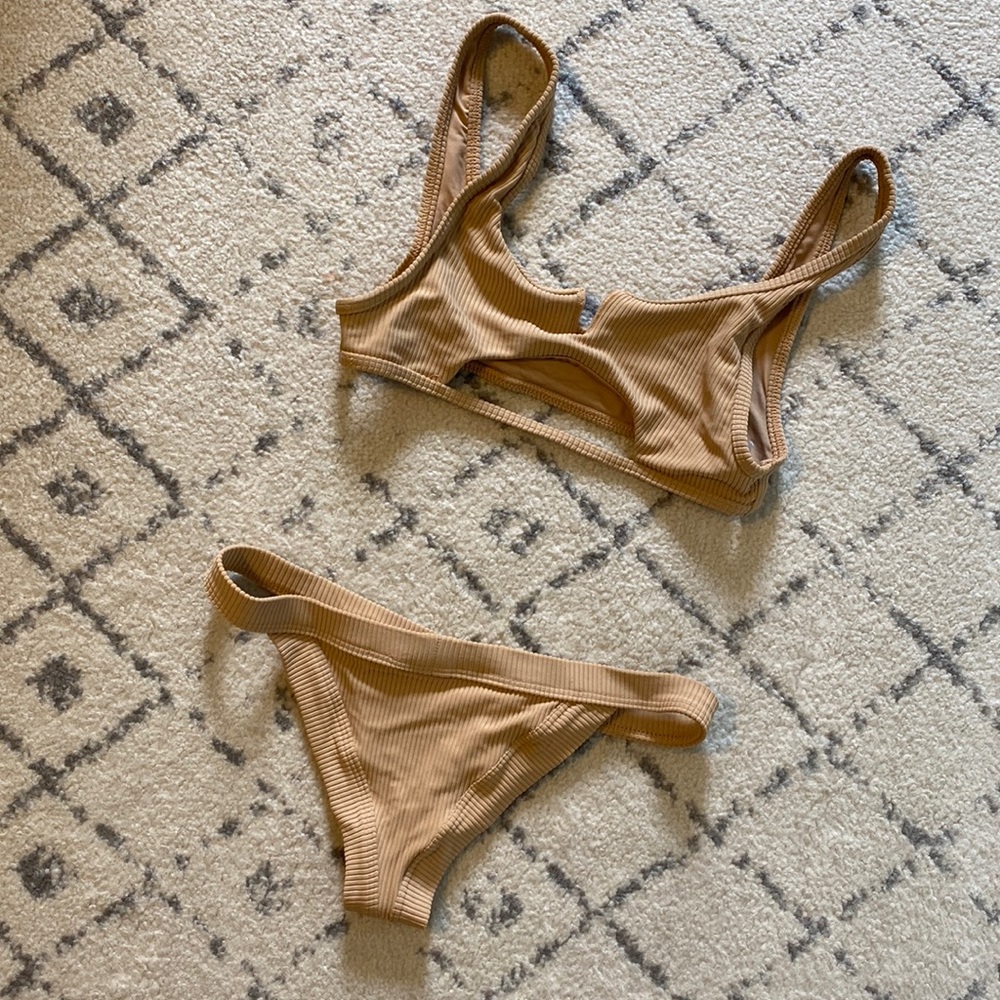 Frankie's Bikinis Ribbed Tan Bikini Set